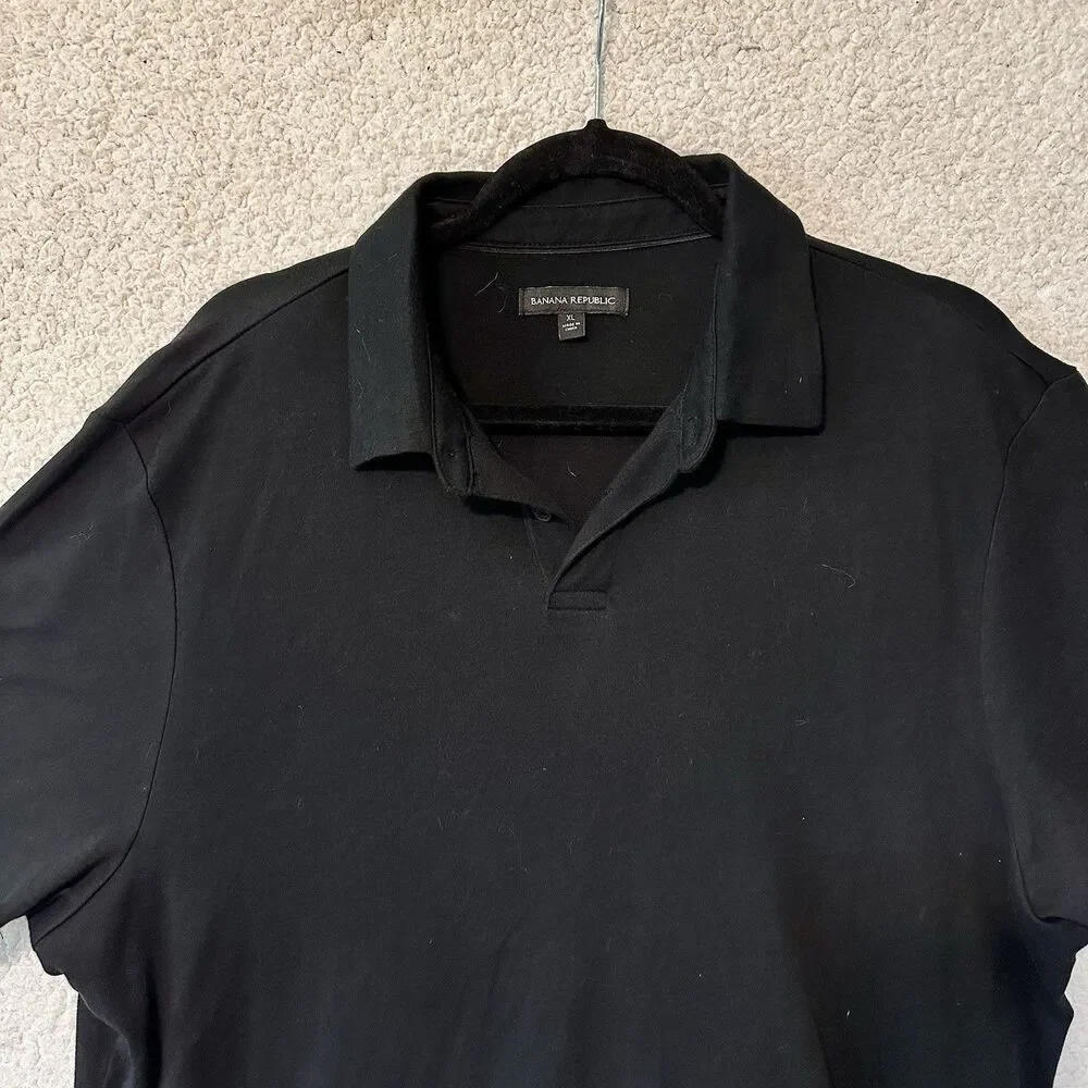 Lot of 2 Banana Republic Men's Short Sleeve‎ Solid Dress Polo Shirt Size XL